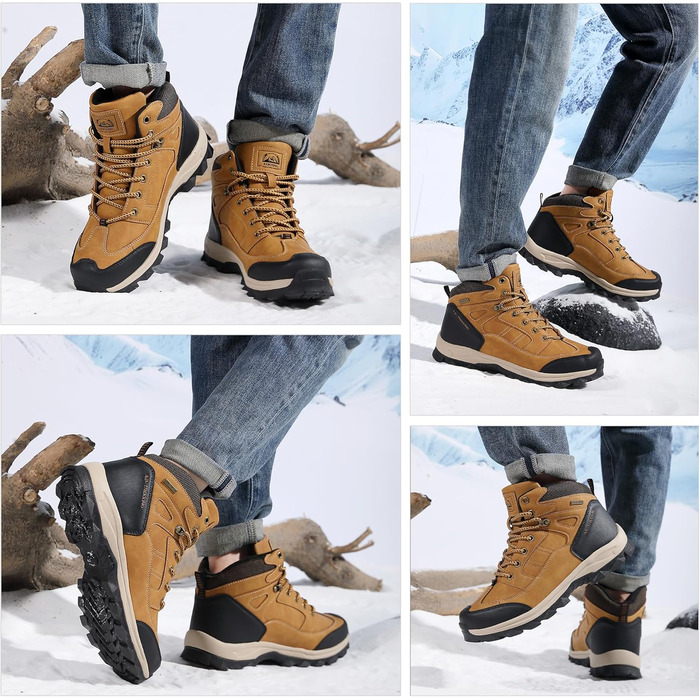 Чоловічі зимові черевики AX BOXING: утеплені, трекінгові, для хайкінгу, жовті, 41-46 EU