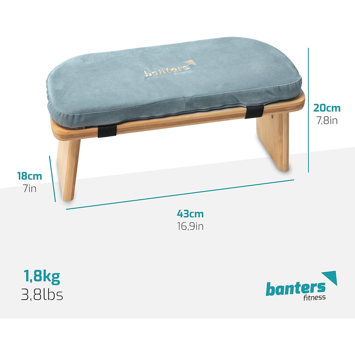 Банкетка для медитації з бамбука, складна, з подушкою, світло-зелена (блакитна)