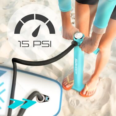 Надувний SUP дошка MalTec 320x81x15 для SUP та каякінгу, з сидінням, комплектом (насос, сумка), до 150 кг, блакитна