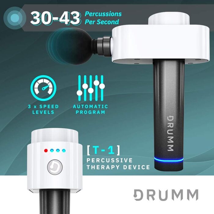 Електричний масажний пістолет DRUMM T-1 для глибокої перкусійної терапії, стимуляції м’язів, 6 насадок, безщітковий двигун, тиха робота