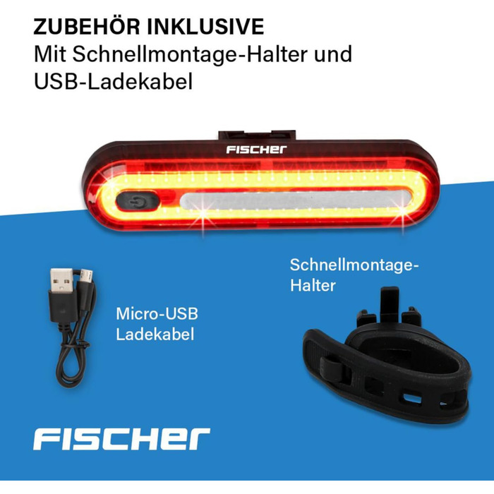 LED акумуляторний задній ліхтар Fischer TWIN, велосипедне освітлення, IPX4, чорний