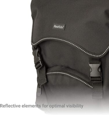 Велосипедна сумка FastRider Unibag Traffic для багажника, 28 л подвійна та 14 л одинарна, водовідштовхувальна, зі світловідбивачами, з 100% переробленого поліестеру, чорна