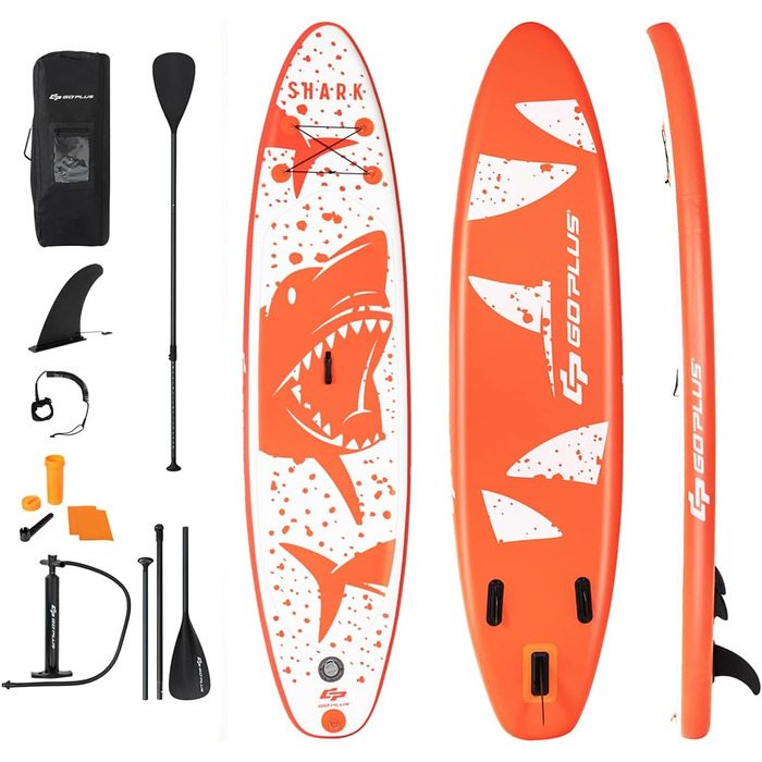 Надувна SUP-дошка RELAX4LIFE 320/335×76×15 см з веслом, ременем безпеки, насосом, рюкзаком, набором для ремонту та 3 плавниками, для початківців і професіоналів