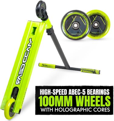 Скутер трюковий Madd Gear MG1 Raven Series – професійний, алюмінієвий, для дітей від 5 років (зелений/чорний)