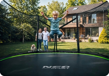 Садовий батут Neo-Sport 6ft/183см із зовнішньою сіткою та драбиною