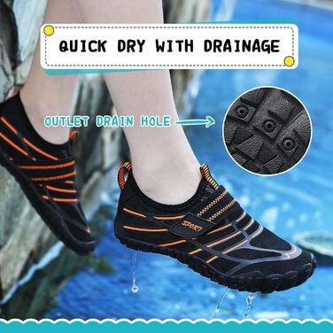 Дитячі шльопанці Hanani для плавання та відпочинку на пляжі: легкі, швидковисихаючі, чорно-помаранчеві (33 EU)