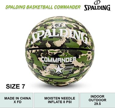 Баскетбольний м'яч Spalding Commander Sz7 Camo для дорослих, унісекс, камуфляжний