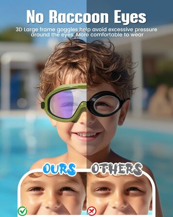 Дитячі окуляри для плавання Bluesmile (2 шт.), широкий огляд, антизапар, захист від УФ, для хлопчиків та дівчаток 3-14 років, зелено-фіолетові, малі