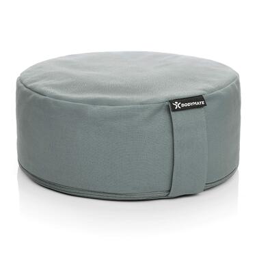 Йога-подушка BODYMATE, діаметр 31 см, висота 13 см, з наповнювачем з лушпини гречаного зерна, знімний чохол з 100% бавовни, для медитації та сидіння (Cool Grey)