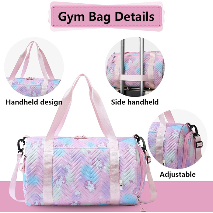 Спортивна сумка з єдинорогом, рожева - для тренувань та спорту (унісекс)