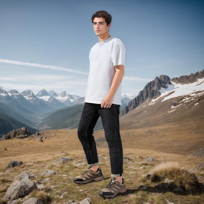 Черевики для хайкінгу чоловічі, дихаючі, трекінгові, легкі, з антиковзким покриттям, спортивні, зелені (колір: коричневий, розмір: 47 EU)