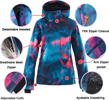 Костюм для сноубордингу та катання на лижах ALSOGO: комплект куртка та штани, водонепроникний, вітрозахисний, для сноубордингу, лиж, альпінізму (S, SMNGN+Black)