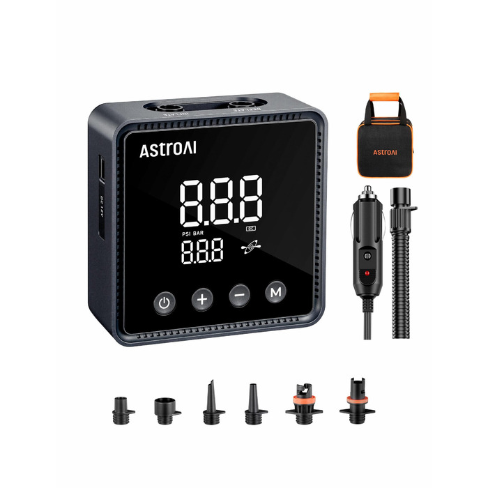 Електричний насос AstroAI для SUP-дошок, матраців та наметів (20PSI, 12V DC)