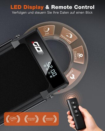 Складане бігове доріжки 4-в-1 з ручним нахилом 9%, тихий електричний біговий тренажер до 10 км/год, безщітковий двигун 3.0 PS, амортизація, LED-дисплей, компактний, для дому та офісу