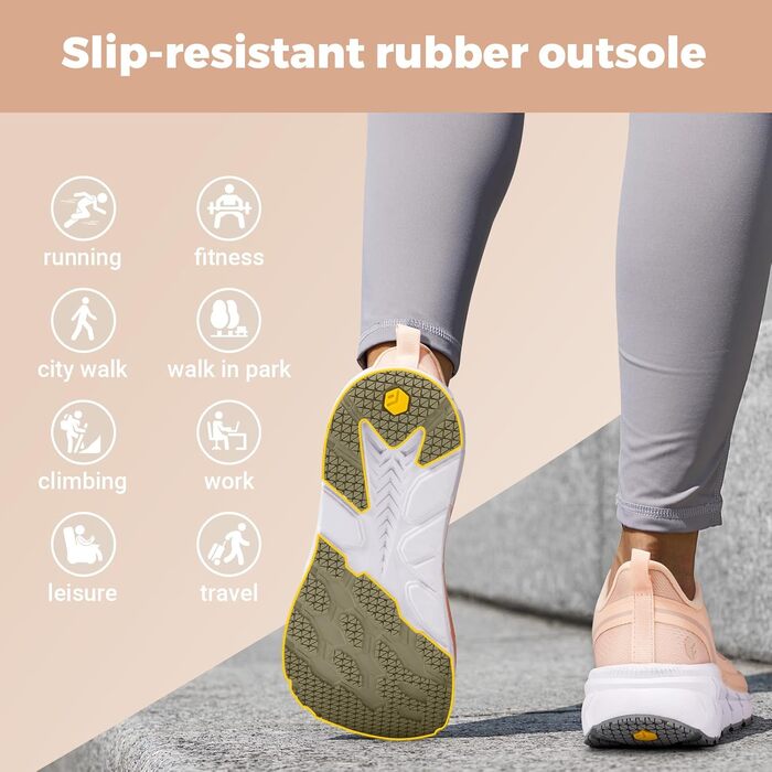 Жіночі кросівки для бігу FitVille з широкою стопою. Дихаючі спортивні кросівки, легкі, для ходьби, рожеві (35.5 EU)