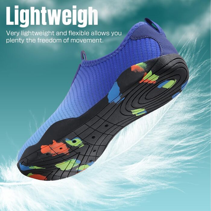 Водні шкарпетки для плавання та серфінгу WateLves: чоловічі та жіночі, швидко сохнуть, унісекс, блакитні, 38 EU