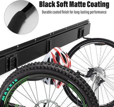 Стійка для зберігання велосипедів на стіну Sinoer на 6 велосипедів та 5 шлемів, з гачками для інструментів, для гаража або дому, вертикальна, внутрішня ширина 90 мм, 3 рейки, 16 дюймів